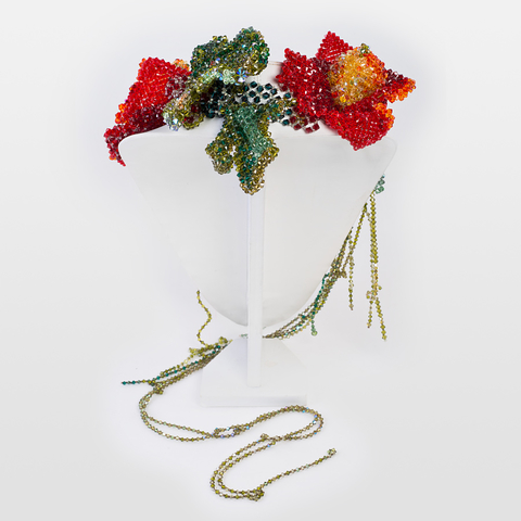 Korino I - Red Floral Crystal Drape