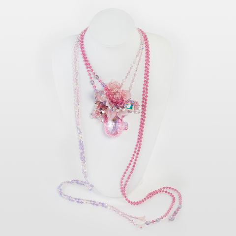 Korino I - Floral Pink Gem Neckpiece
